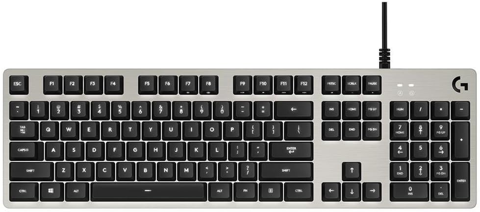 Logitech G413 Mechanical Gaming Keyboard, Backlit Keys, Romer-G Tactile Key Switches, Brushed Aluminum Case, Customizable, USB Pass Through, QWERTY US International Layout - Silver/Black