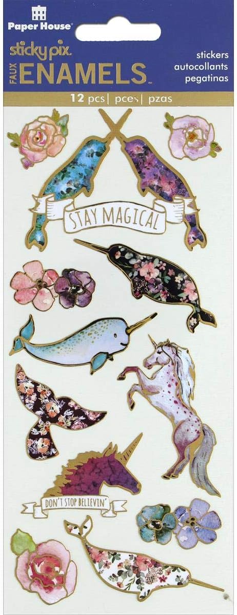 Paper House Productions Stickers Faux Enamel, Narwhal (3 Pack), 3 Count