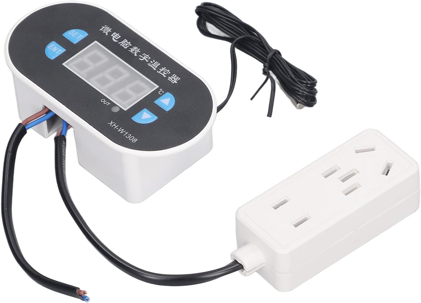 Digital Temperature Controller, LED Heating Cooling Thermostat Control Switch with ProbeWide Application 1m Probe LED Wide Voltage Range for Air