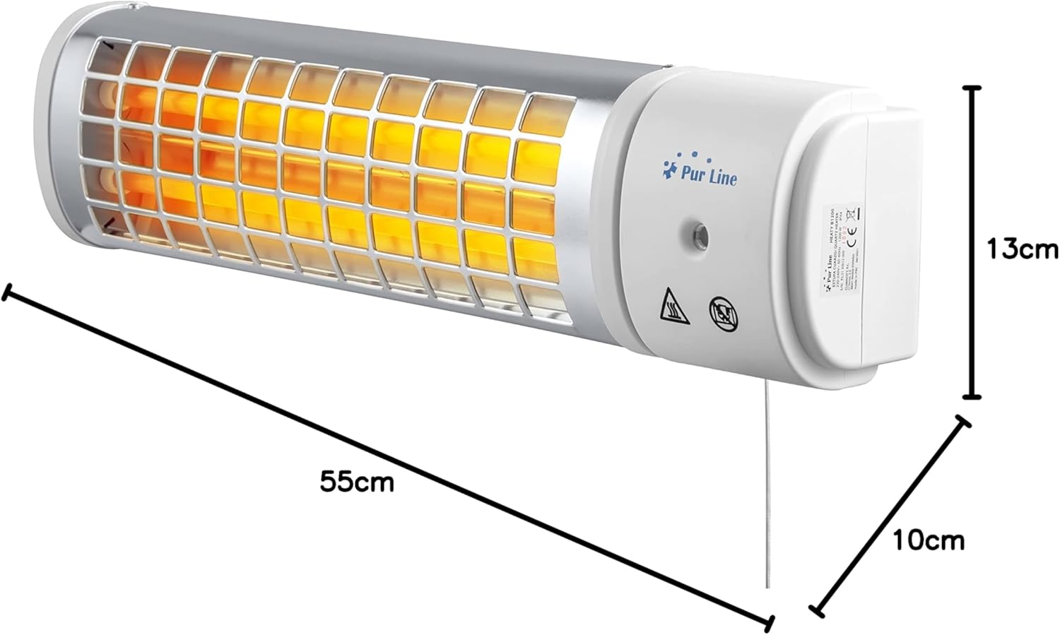 Dimensions of the PUR LINE HEATY B1200 Halogen Heater