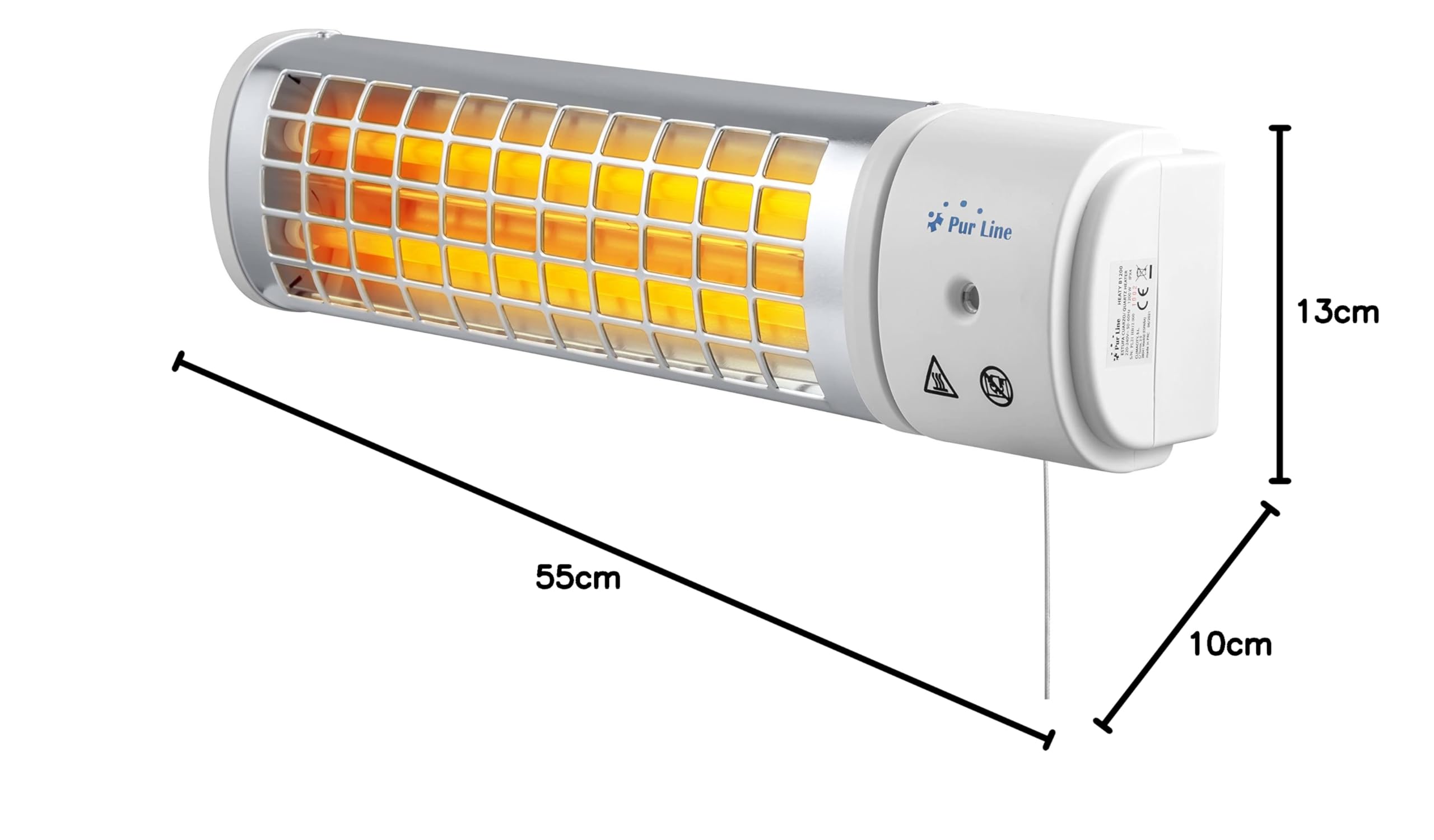 PURLINE | Estufa de Cuarzo para Baño 1200W Bajo Consumo, Protección IPX4, Tecnología Ultra Silenciosa - Estufa Cuarzo Baño Calentamiento Rápido y Ajustable