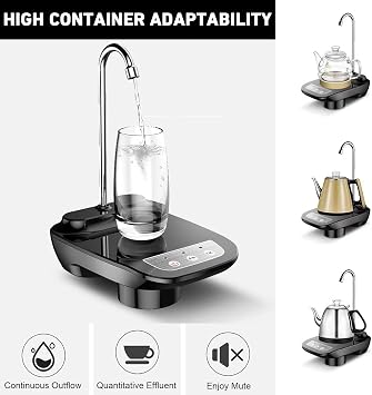 5 Gallon Black Drinking Water Dispenser Pump, Automatic Electric Desk Pump
