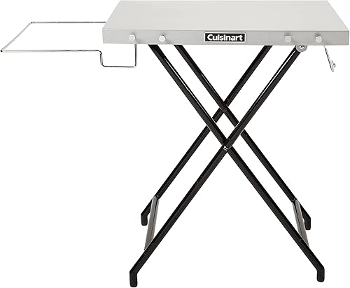 Cuisinart Mesa de preparación Fold 'n Go, mesa plegable portátil y soporte para parrilla con ganchos para herramientas, soporte para bolsas de