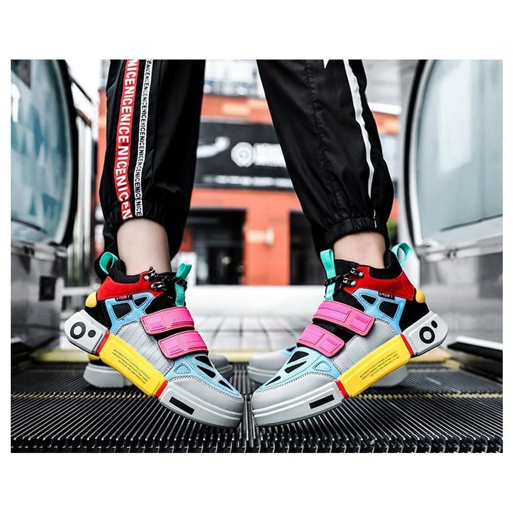Zapatillas De Skate Altas Unisex Bloque Color, Estilo Streetwear