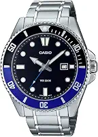 Relógio de mergulho masculino - MDV-107D-1A2VDF mostrador multicolorido, pulseira prata, Prata, Esportes