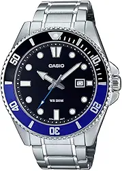 Relógio de mergulho masculino - MDV-107D-1A2VDF mostrador multicolorido, pulseira prata, Prata, Esportes