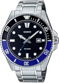 Relógio de mergulho masculino - MDV-107D-1A2VDF mostrador multicolorido, pulseira prata, Prata, Esportes
