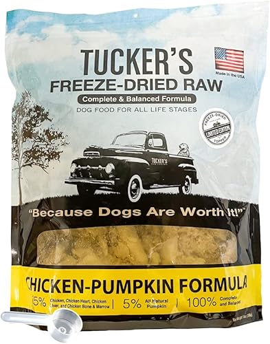 Tuckers Raw Lieze Dried Limited Release Kibble Topper Sprinkles Fórmula de pollo y calabaza 14 onzas