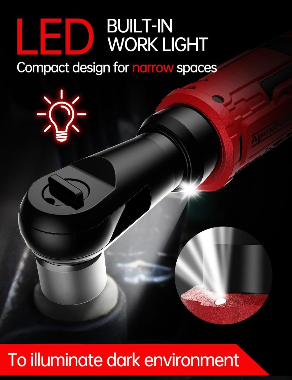 3/8 Inch Cordless Ratchet Wrench, for Milwaukee M18 Battery, 88Ft-Lbs, 0-400RPM, Electric Ratchet Wrench Set with Variable Speed Trigger, Reinforced Head, R&F Switch, 7 Sockets, 3/8" to 1/4" Adapter