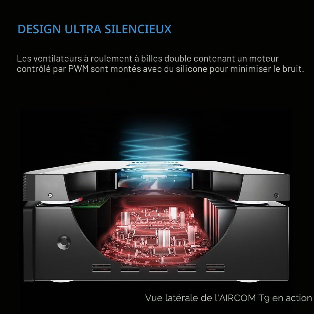 AC Infinity Aircom S7 Système de ventilateur de refroidissement silencieux 30 cm pour récepteur, amplificateur, DVR, composants de cabinet AV