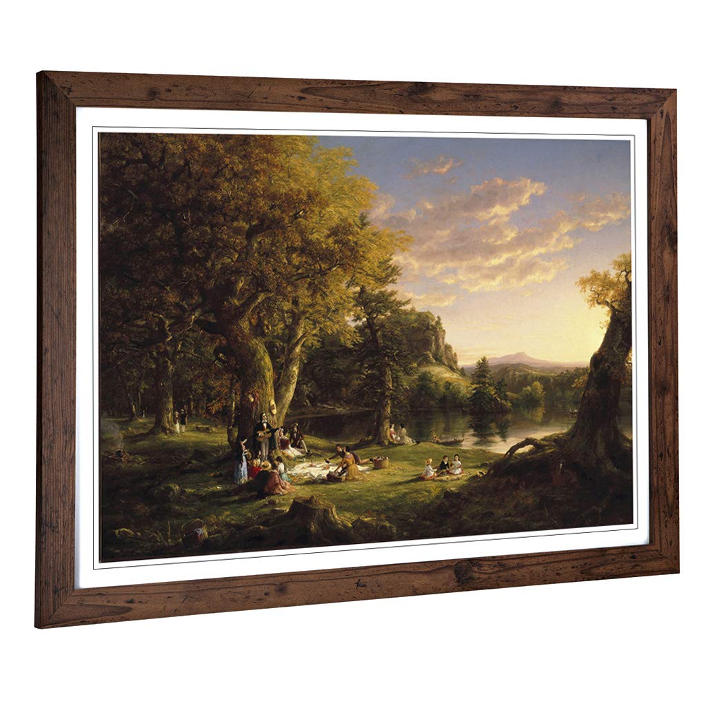 Big Box Art Framed Print of Thomas Cole The Pic Nic Design | Wall Art Picture | Home Decor for Kitchen, Living, Dining Room, Bedroom, Hallway, Office, Walnut, A2 / 24.5x18 Inch / 62x45cm