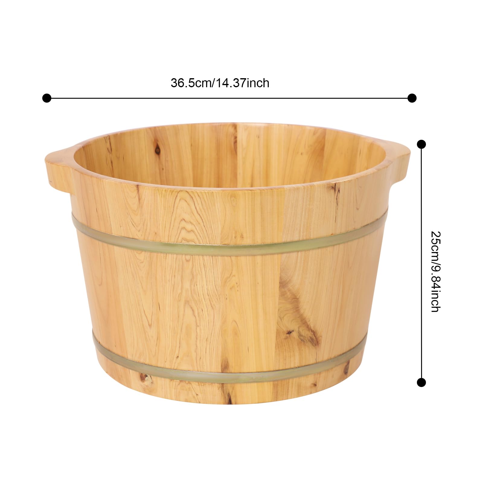 Cubeta de pies y baño de pies de madera de ciprés 36,5 x 25 cm | Cuencos para pedicura y spa, portátiles y reutilizables, ideales para sauna y hotel