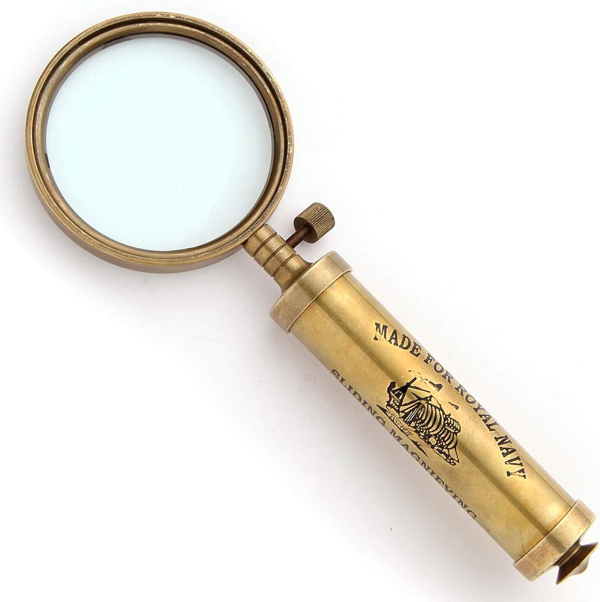 Replica 1917 Royal Navy Sliding Brass Magnifier – Vintage Nautical Optical Tool, Maritime Desk Accessory & Collector Gift