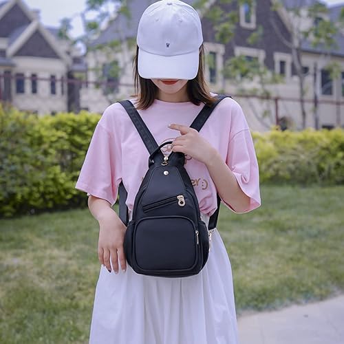 Miniatura 3 de EVANCARY Bolso bandolera pequeño para mujer, mochila bandolera para mujer, mochila cruzada de pecho para viajes, deportes, correr, senderismo, Negro