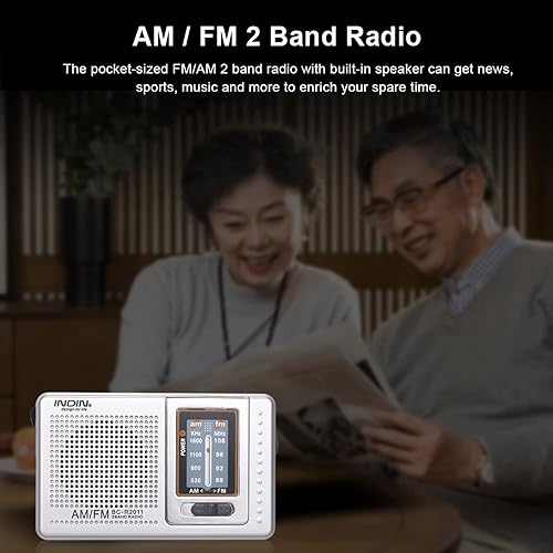 Miniatura 3 de Radio Set,mewmewcat BC-R2011 Mini AM FM Radio 2 Band Radio Receiver Portable Pocket Radio Built-in Speaker wHeadphone Jack Telescopic Antenna
