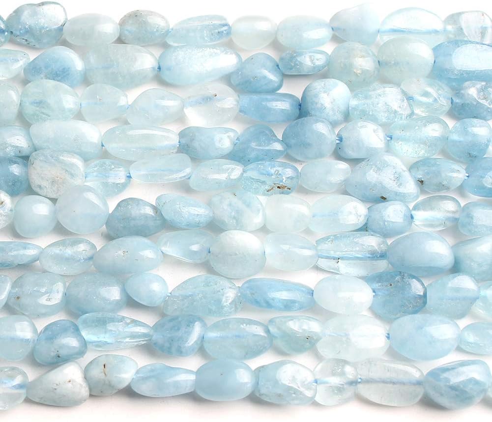 HAAMIIQII Natural Blue Aquamarine Pebble Stone 5-8mm Small Irregular Freeform Tumbled Loose Gemstone Beads for Jewelry Making Strand 15 Inch (45-50pcs) - Image 3