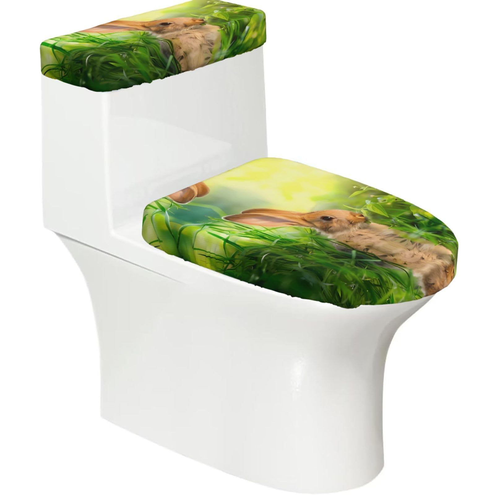 Mrowyc Black Easter Animal Eatting Printed Toilet Seat Set - Set Of 2 - Universal Toilet Seat Cover - Housewarming Birthday Christmas Gift