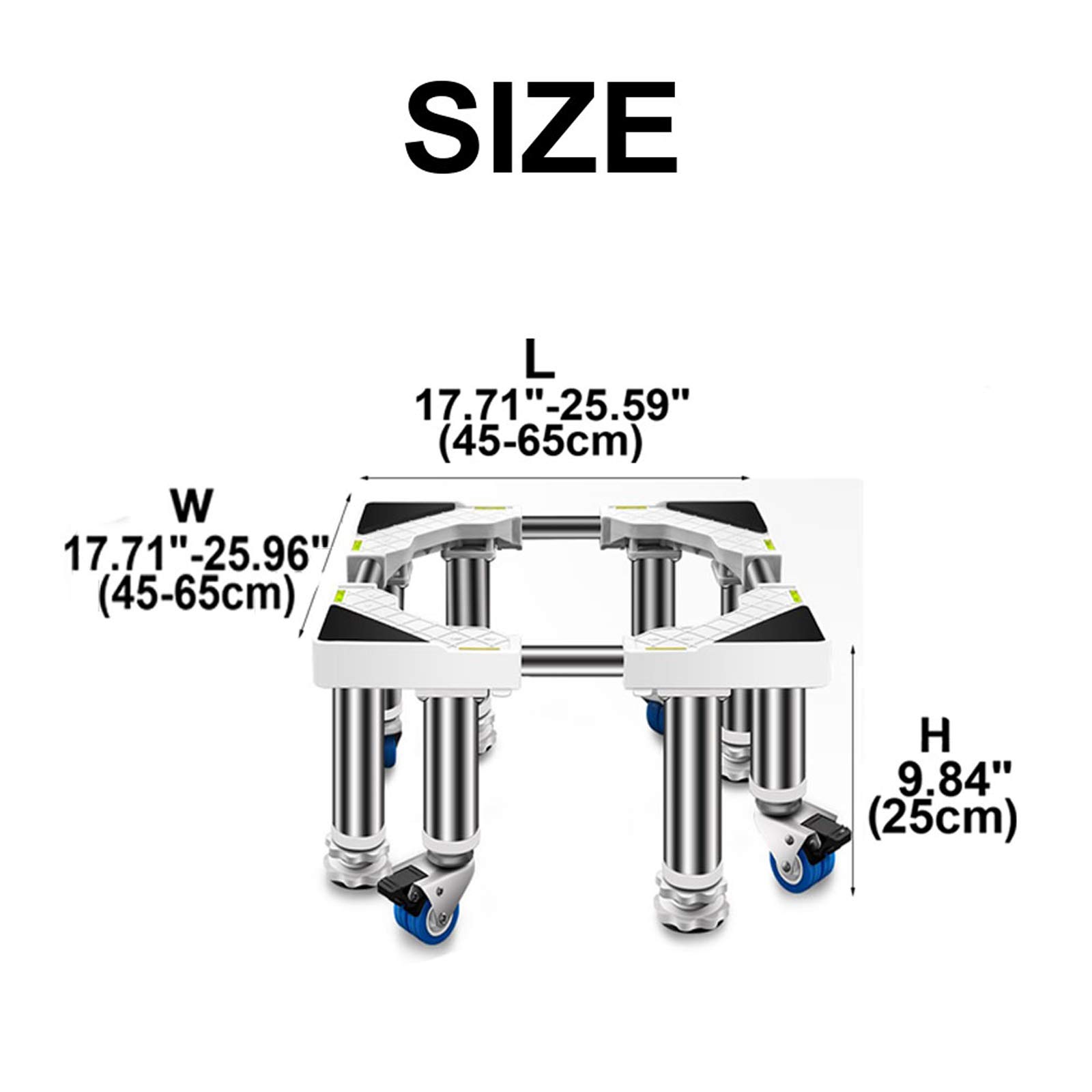 Base de lavadora resistente con ruedas, soporte móvil multifuncional para refrigerador, soporte universal para lavadoras, secadoras, congeladores, ajustable de 45 a 60 cm