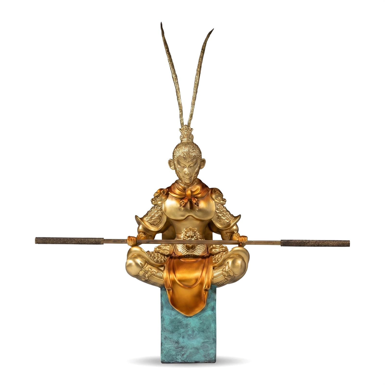 Wo Lai Gou Entrance Decorative Sculpture Colored Copper Sun Wukong Copper Handmade Statue, Feng Shui Home Decor Ornament For Living Room & Entryway