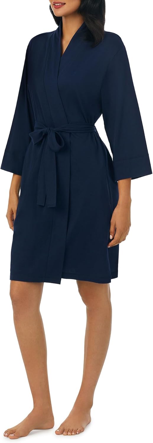 Nautica Womens Soft Robe - Above Knee 3/4 Length Sleeve Lightweight Robe - Cotton Knit Jersey Sleepwear and Loungewear - Image 2