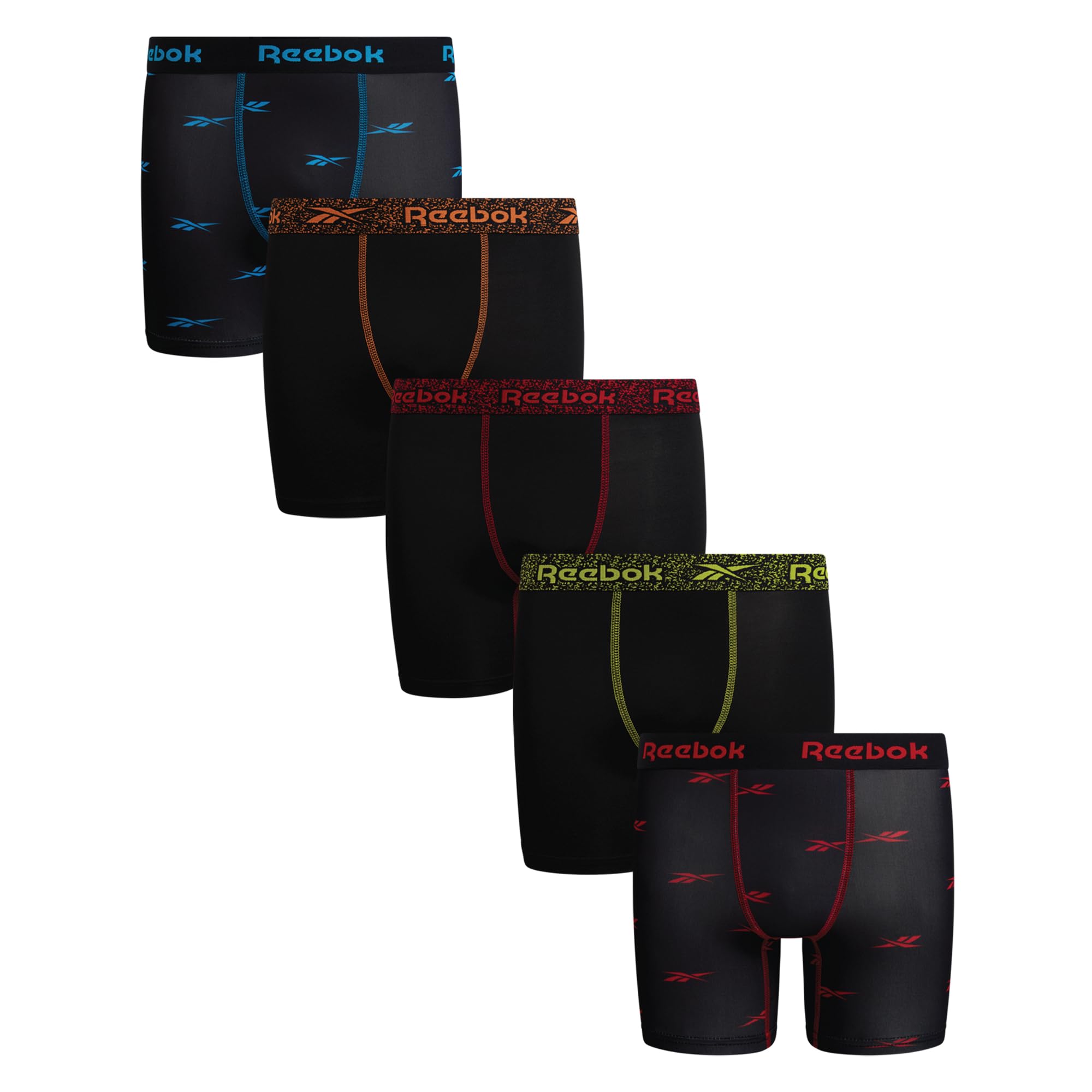 Reebok Boys Boxer Briefs - 5 Pack Performance Soft Stretch Breathable 5 Inseam Boxer Briefs Boys Underwear 6-18