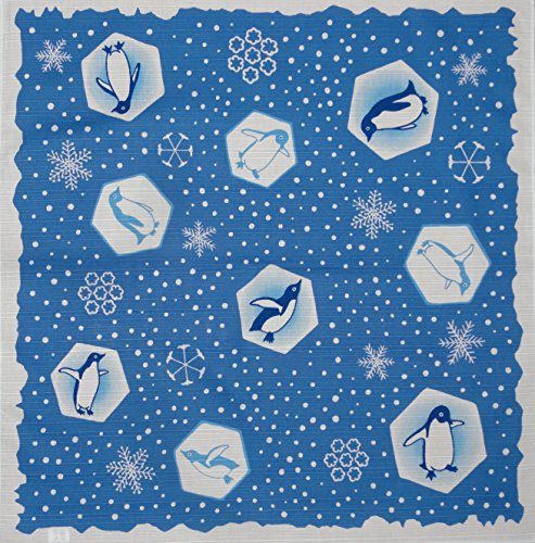 Furoshiki Pano de embrulho 'Pinguins e flocos de neve' Tecido japonês 50 cm