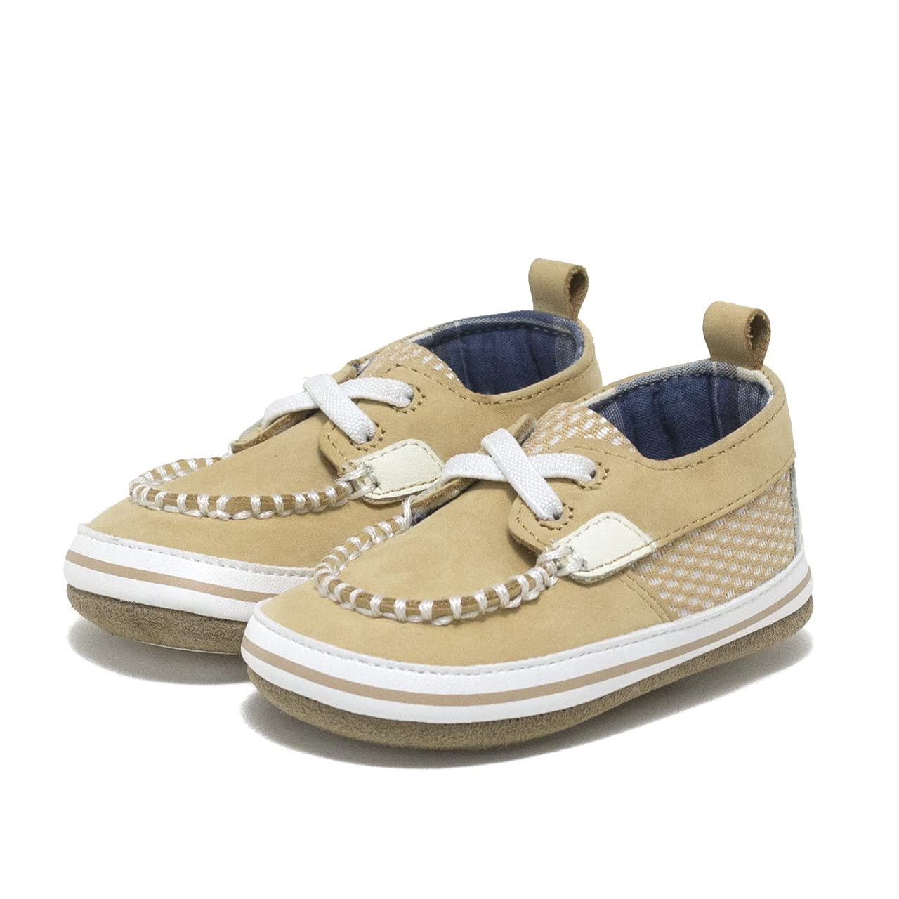 Robeez First Kicks Baby Boy and Unisex Shoes and Sandals for Infant/Toddlers - Skipper Tan - 0-3 Months