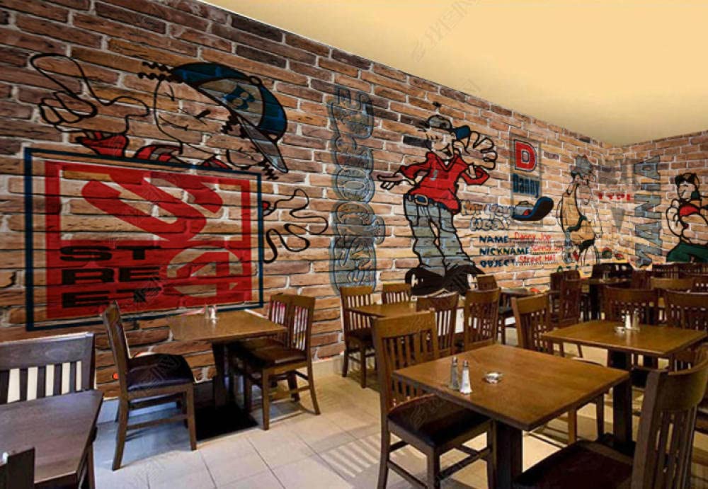 Carta da parati adesiva per muro Carta da parati murale KTV da pranzo con graffiti di strada Hip Hop Art Carte da parati -250cmx175cm