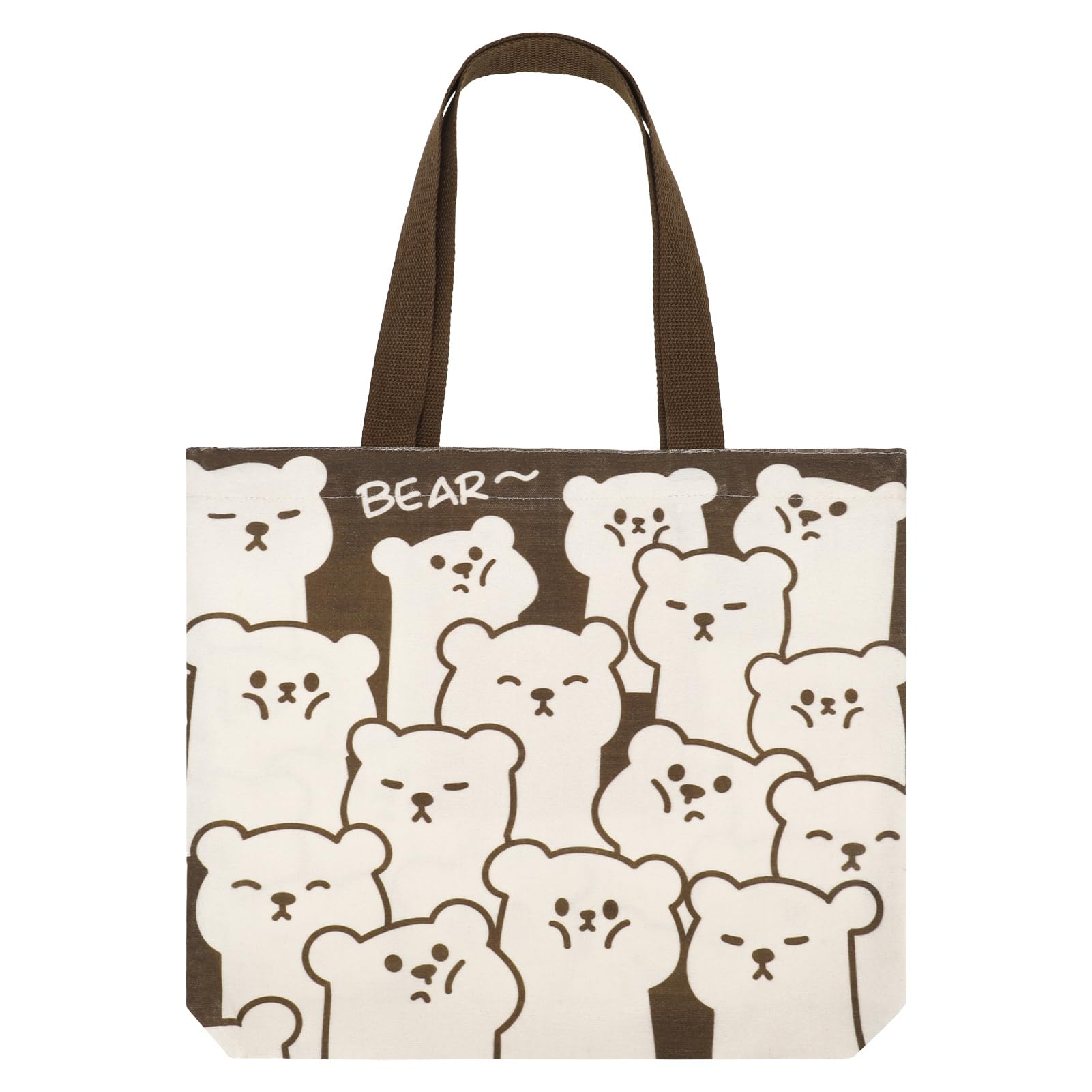 Tote Bag With Zip Canvas Reusable Shopping Tote Bag With Pocket Washable Foldable Cute Bear Design For Women Girls