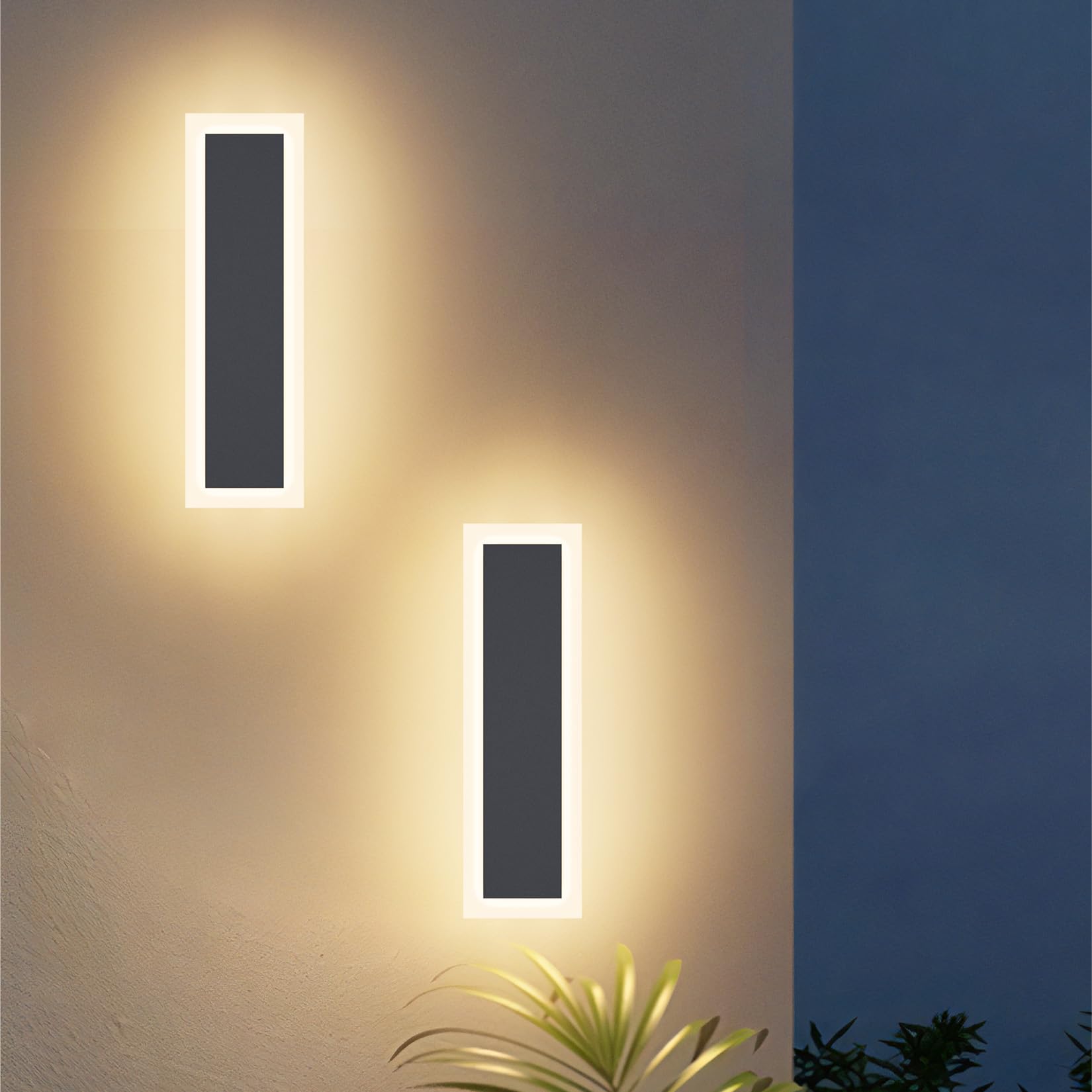 Klighten 2 Stück LED Außenwandleuchte, Anthrazit Wandleuchten Außen/Innen, Moderne Außenleuchte, IP65 Außenlampe, Aussenleuchte Edelstahl Acryl, Wandlampe für Gärten/Terasse, Warmweiß 3000K, 30CM/10W