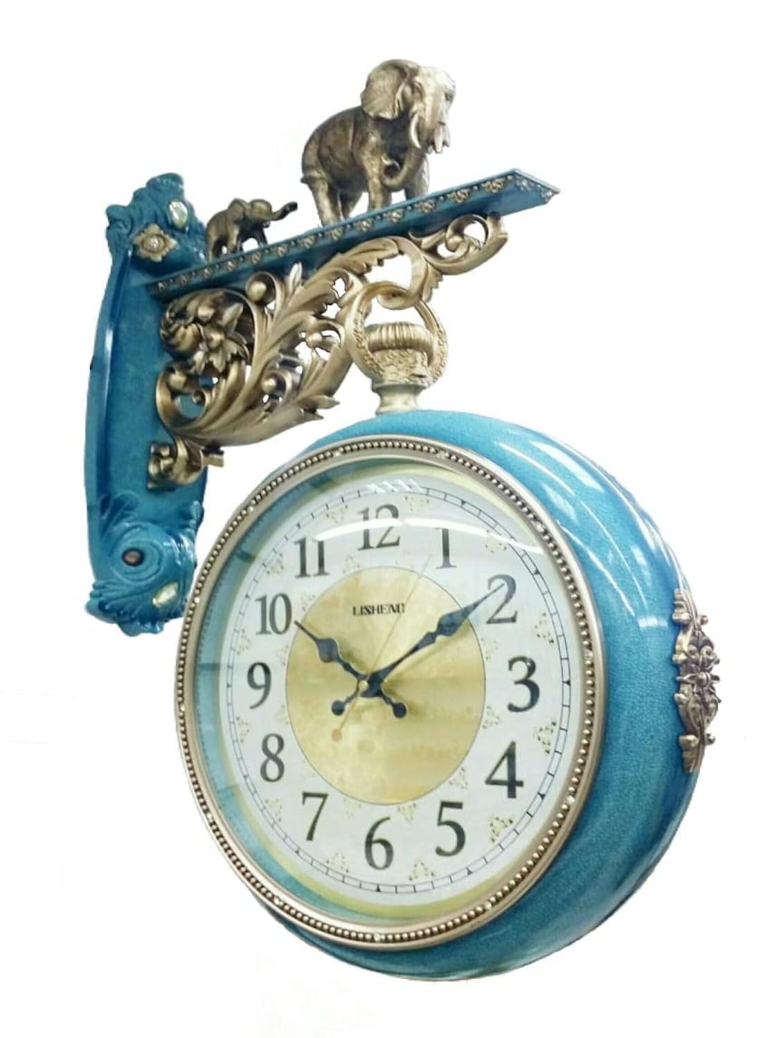 Murs Vintage Double-Sided 16 Inch White Round Wall Clock with Roman & Arabic Numerals