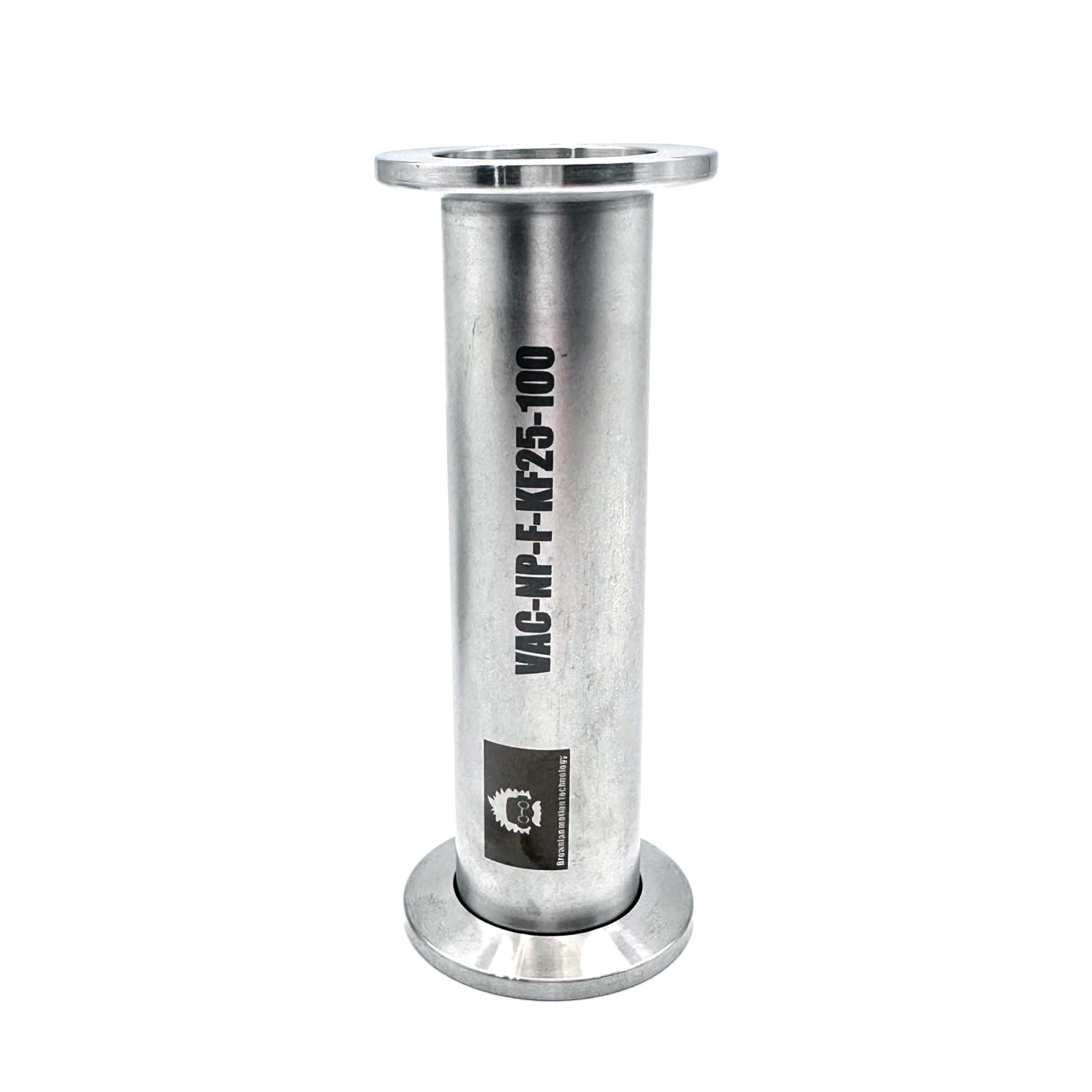bmotiontech Full Nipple with KF25 NW25 Flange Straight Tube, tube OD 1 inch (KF25 100 mm), No laser mark or logo on the part.