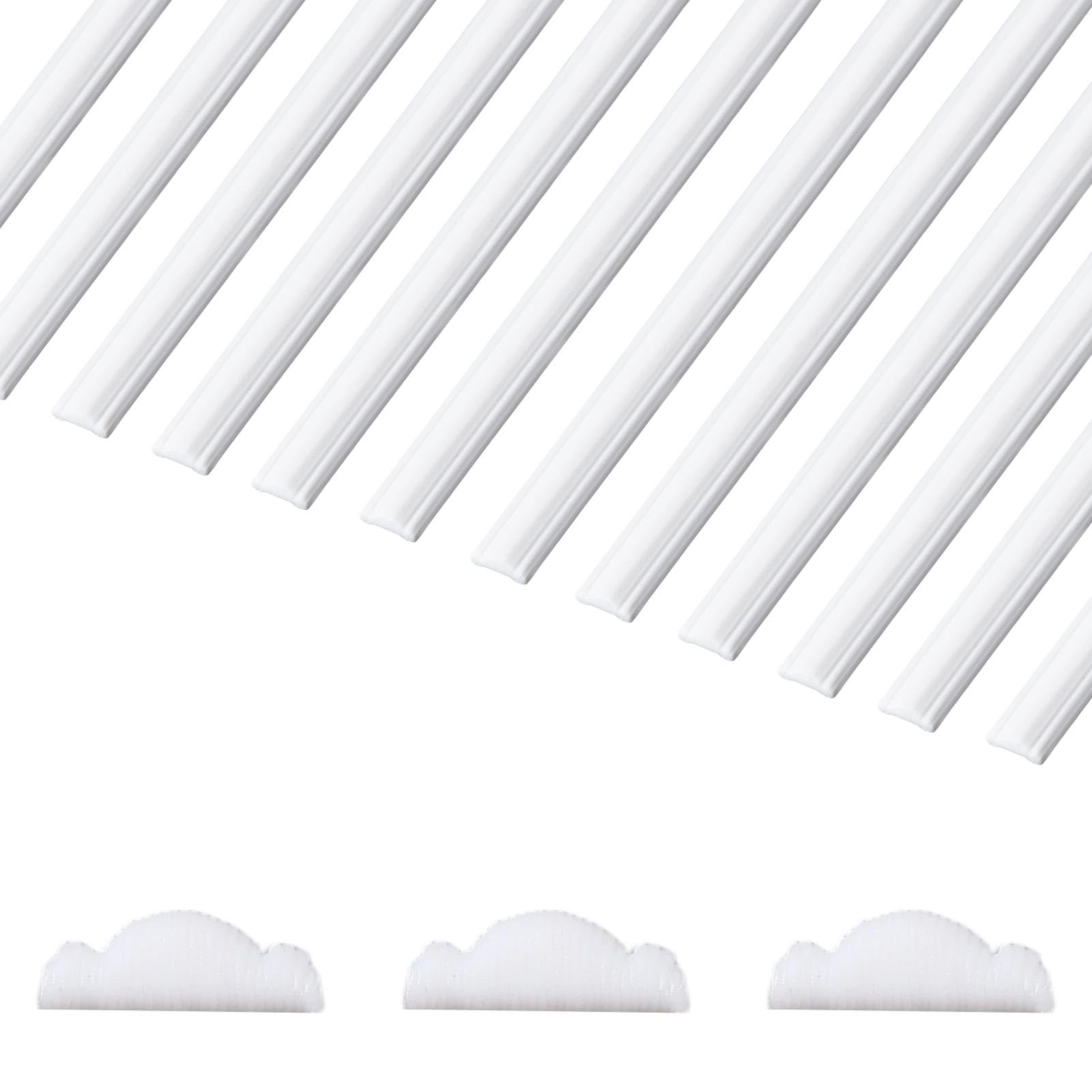 FREEBLOSS 12 Pcs Miniature Dollhouse Trim and Molding 9.8 * 0.2 * 0.1" Wall Moulding Trim on 1:12 Scale 1:6 Scale Dollhouse Accessories, White