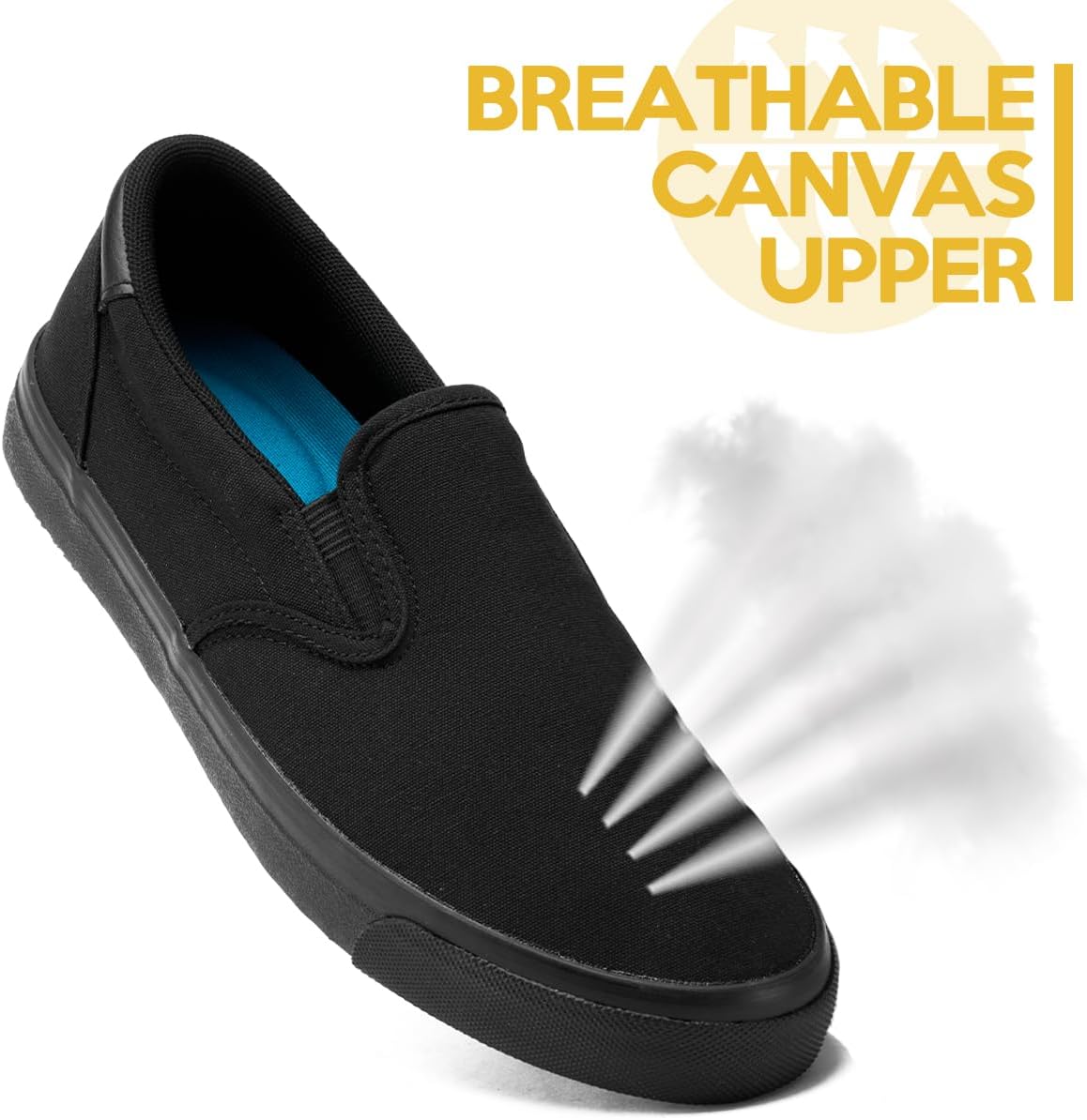 Non-Slip Work Shoes for Men & Women, Unsex Slip-Resistant (Oil & Water) Sneakers for Food Service, Black Slip On Restaurant Server Shoes, Comfortable Casual Anti-Slip Chef Kitchen Shoes