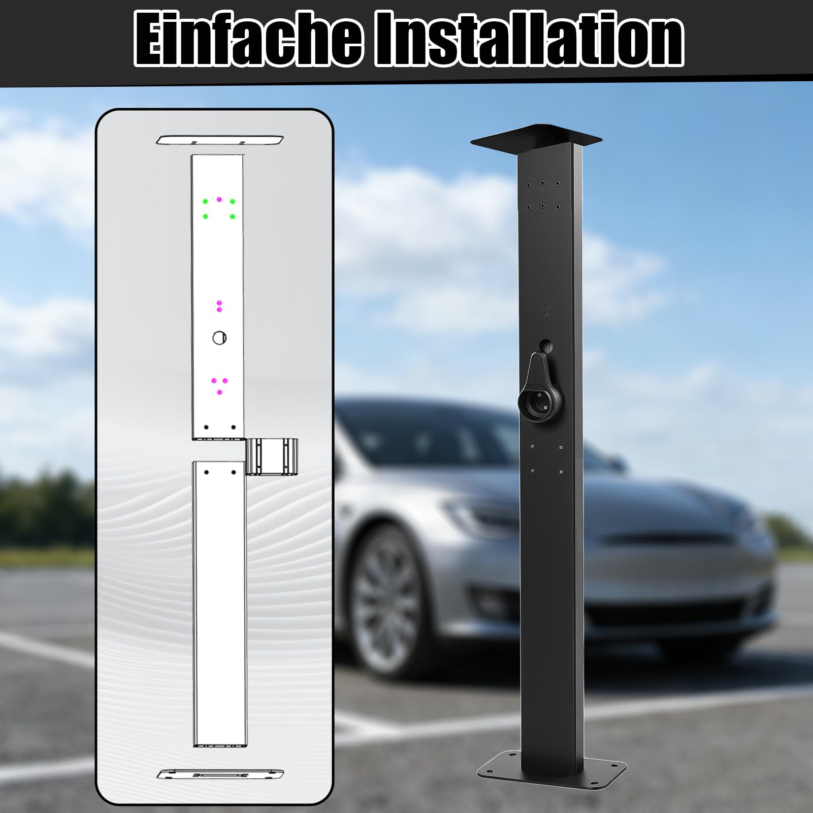 Wallbox - Soporte de aleación de aluminio para pared, soporte de montaje independiente para cajas de pared, soporte resistente a la intemperie con gestión de cables, sin función eléctrica