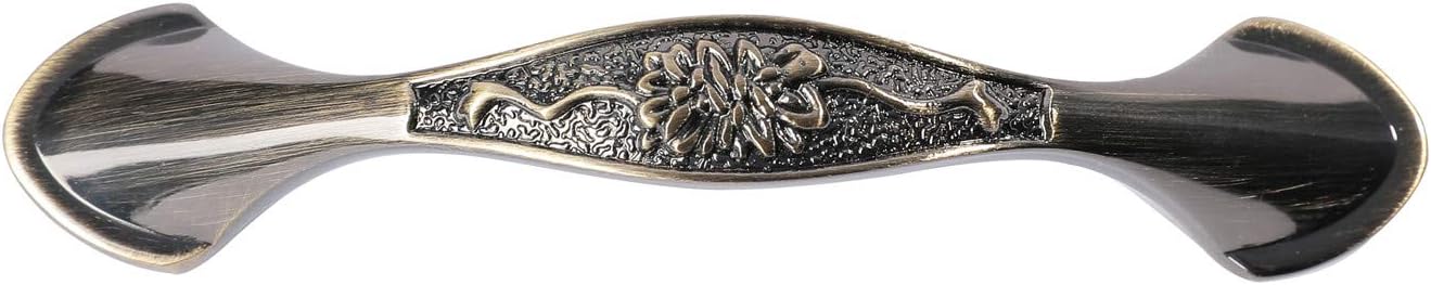 Solid Oil Rubbed Bronze Cabinet Hardware Handle Pull Antique Brass Flower Dresser Wardrobe Pull - 2.52" (64mm) Hole Centers, 10 Pack, Bronze