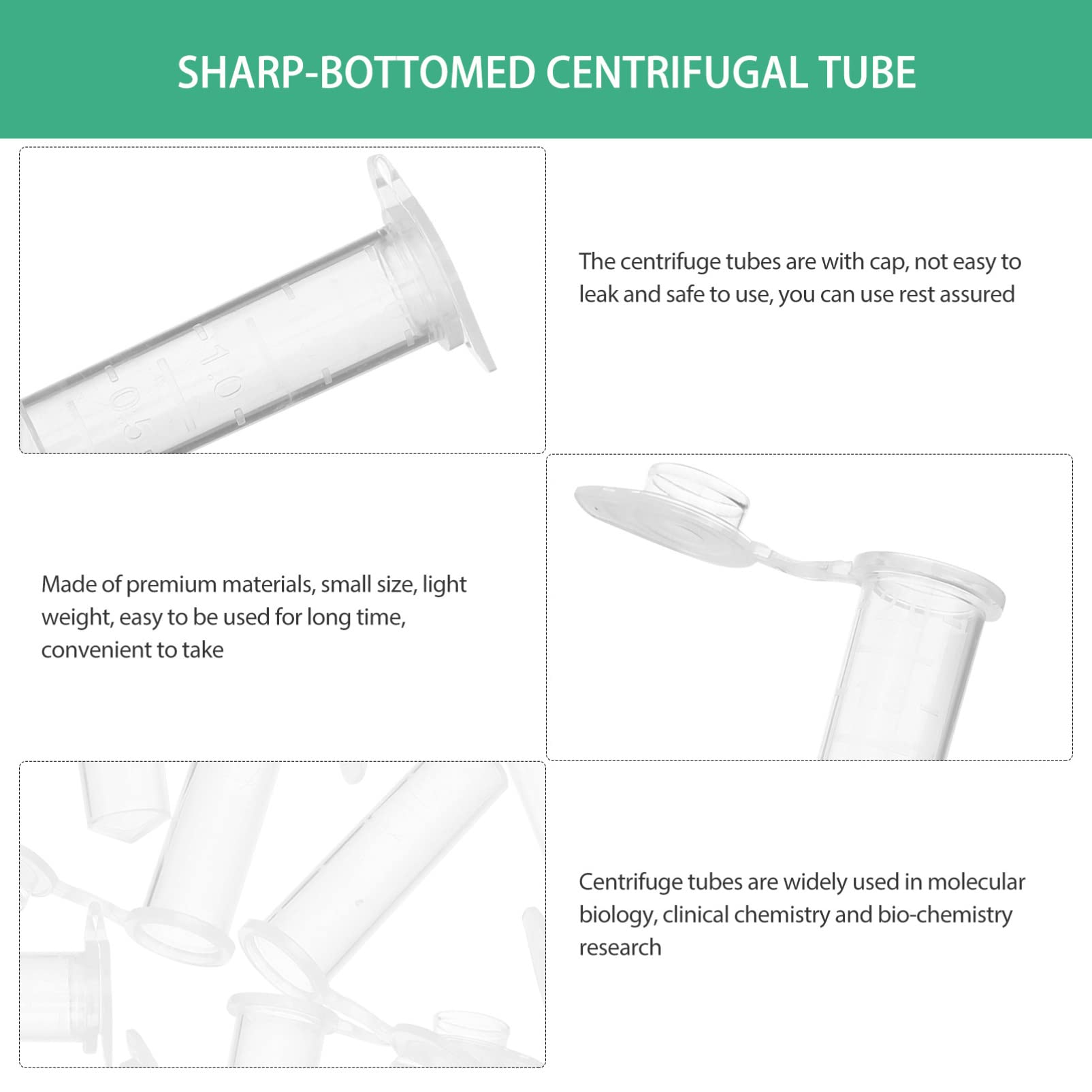 ULTECHNOVO 500 Piezas Tubo Centrífugo Cónico Tubos De Centrífuga Botella De Micro Centrífuga Contenedores De Muestra Experimento Tubo De Ensayo El Plastico Con Cubierta Pequeño Tubo De Ensayo