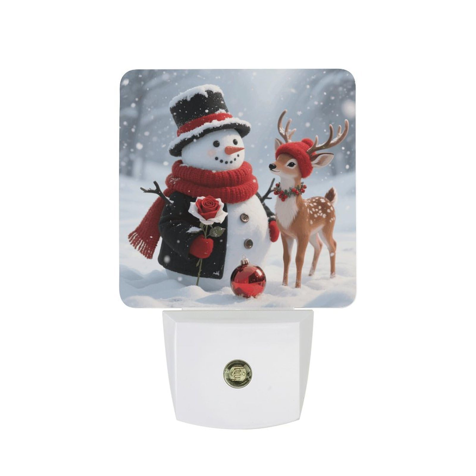Night Light Plug Into Wall with Dusk to Dawn Sensor 0.5w Modern LED Christmas Snowman And Reindeer Plug in Night Lamp Warm White Glow Nightlight for Bedroom Hallway Kitchen Bathroom Stairs Corridor
