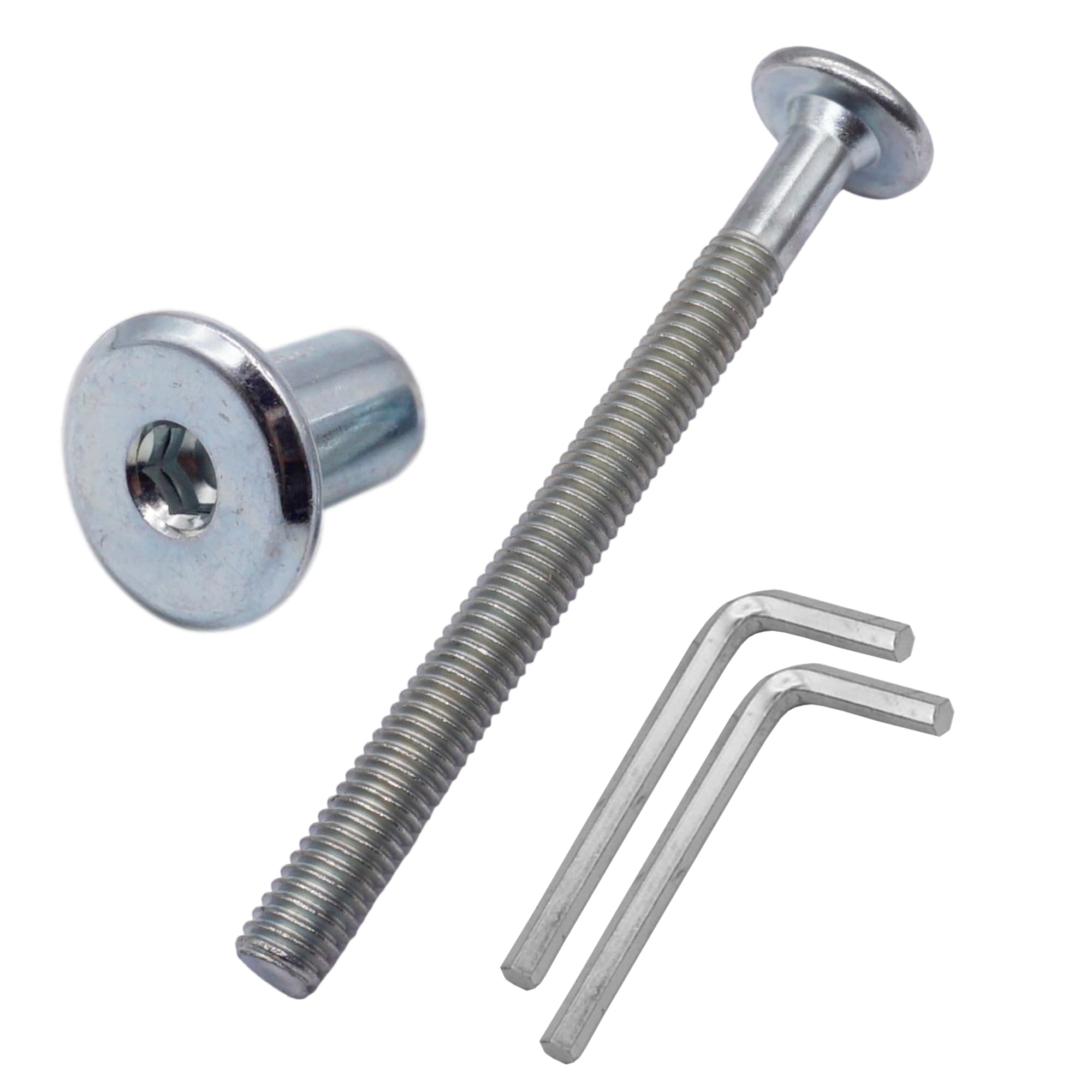 Skir'co (25 Pcs) Zinc Plated Steel Joint Connector Bolts M6 X 70 Mm With Nuts, Furniture Connector Bolt, Hex Socket Screws