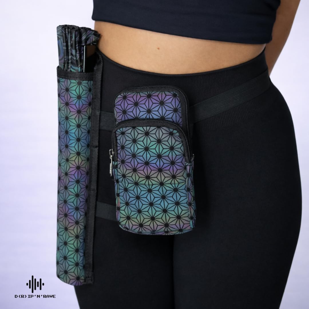 Marsupio con scomparti a mano - Braccio o fascia gamba - Fibbia Cerniere - Impermeabile - Uomo Donna Unisex - Festival Rave Techno Party Pride Club, grigio., s, Marsupio siriano con scomparto separato