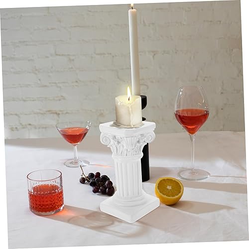 Miniatura 2 de COHEALI Candelabro de columna romana de resina nórdica pilar de mármol para decoración del hogar blanco