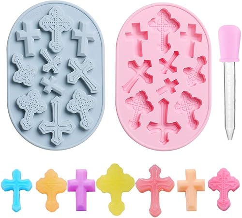 OURASHERO 2 moldes de fondant para pasteles en forma de cruz, decoración de pasteles, decoración de cupcakes, arcilla de silicona, caramelo de