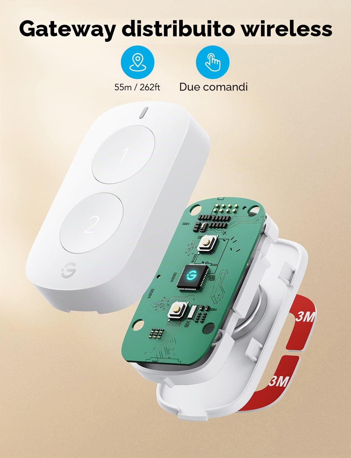 GoveeLife Smart Mini interruttore a doppio pulsante, controllo di gruppo più dispositivi, pulsante di controllo wireless versatile, alimentato a batteria, supporta la maggior parte dei prodotti Govee