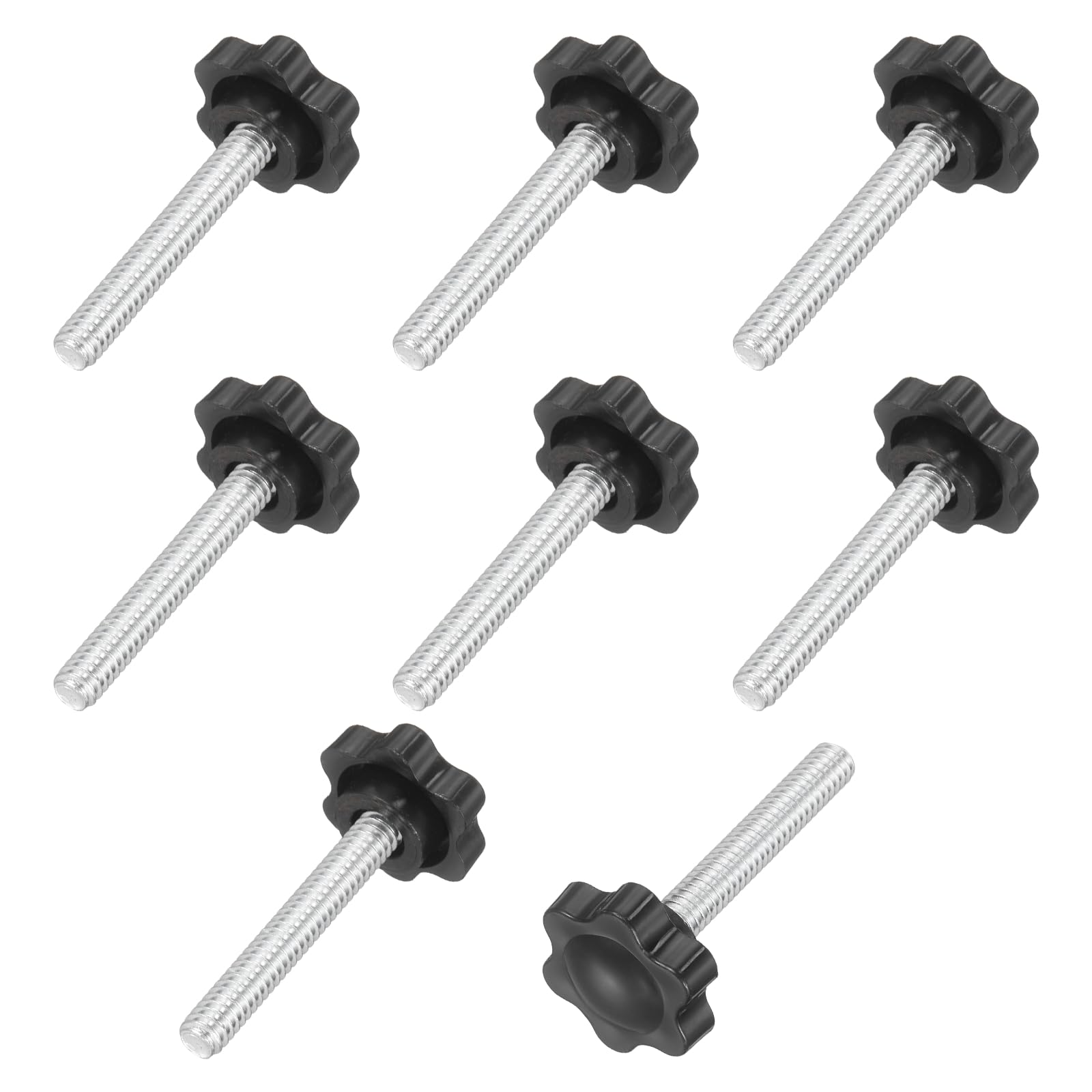 sourcing map 10Pcs 1/4"-20 Star Knobs, 1.6" Threaded Stud Plastic Male Clamping Knobs Screw Hand Tightening Replacement Knob for Industrial Furniture Tools Jigs Clamps, Black