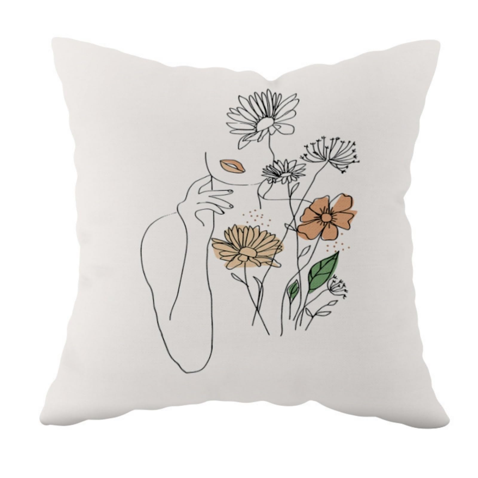 wxlmom Cushion Covers 40cm x 40cm Yellow Flower Pillowcase Invisible Zipper