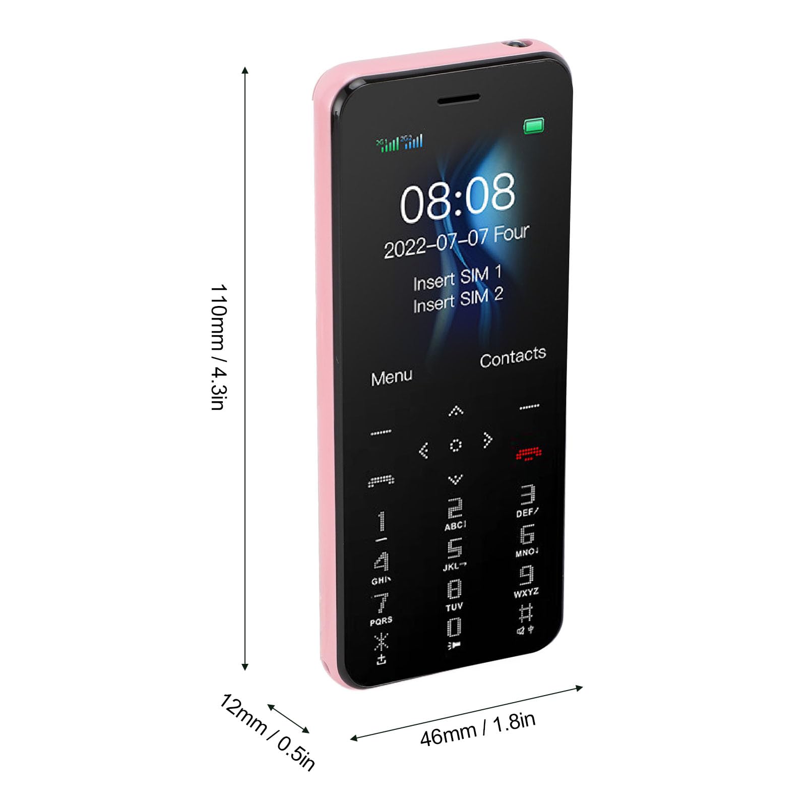 PUSOKEI Teléfono Celular 2G, Teléfono para Personas Mayores Desbloqueado, Pantalla de 1,77 Pulgadas, Doble SIM, Modo de Espera Dual, 1000 MAh, Teléfonos Móviles Pequeños con Linterna LED