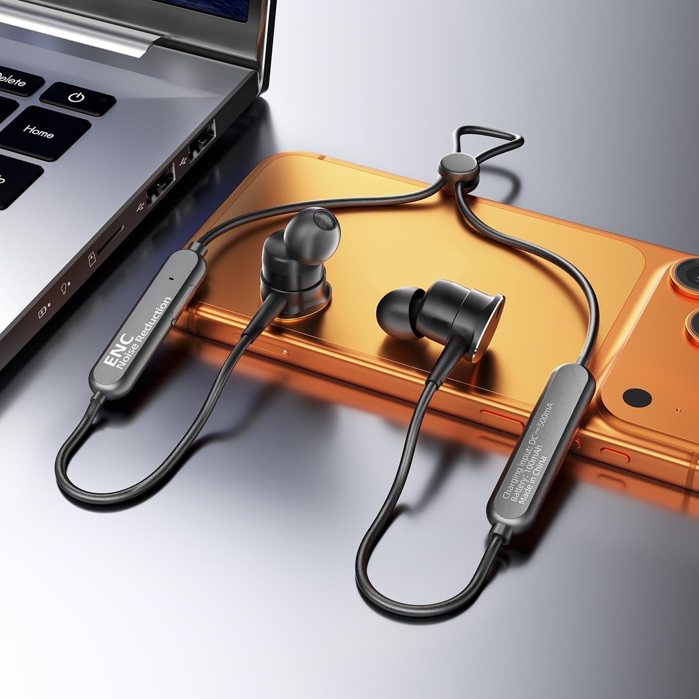 Auriculares con banda para el cuello, graves profundos con micrófono de cancelación de ruido, auriculares inalámbricos, banda magnética para el cuello, auriculares Bluetooth, aislamiento de ruido