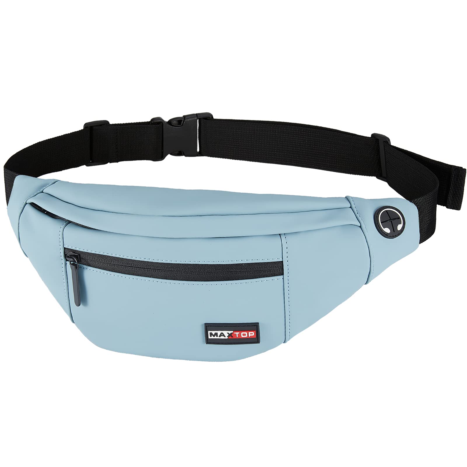 MAXTOP PU Leather Large Fanny Pack Belt Bag with 4-Zipper Pockets Gifts for Enjoy Sports Festival Workout Traveling Running Casual Hands-Free Wallets Waist Pack Crossbody Phone Bag Carrying All Phones