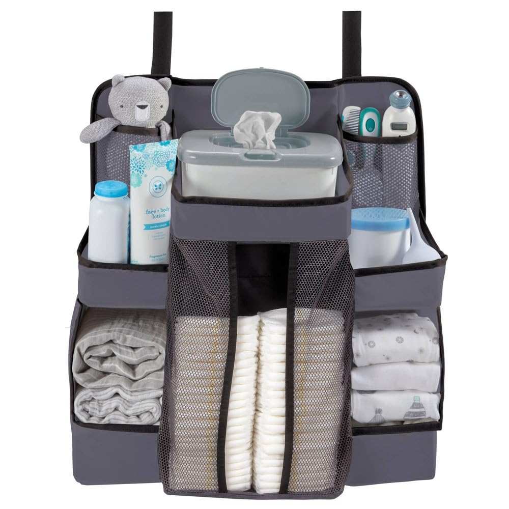 LA Baby BDO-NURG-2PK: Diaper Caddy and Nursery Organizer for Baby's Essentials - Gray