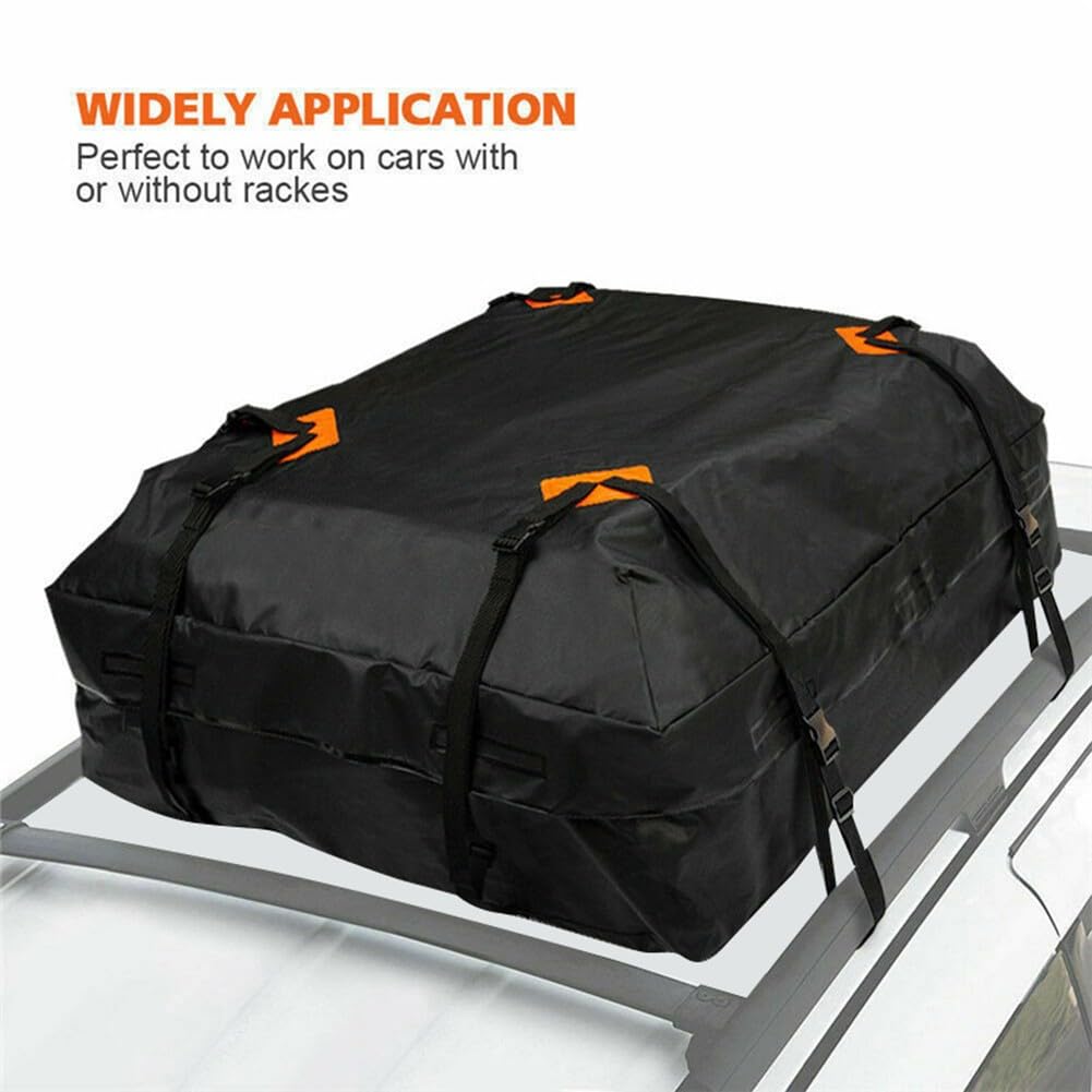 FACAIIO Sac de toit de voiture 600D imperméable Oxford 4,6 m³ pour voyage en plein air camping avec 8 sangles à boucle, noir